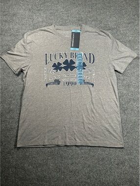 Lucky Brand Men's Graphic T-Shirt Large Gray 100% Cotton